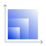 경험을 상징하는 사각형이 그래프 위에서 x축 y축 위로 크기가 커지는 이미지